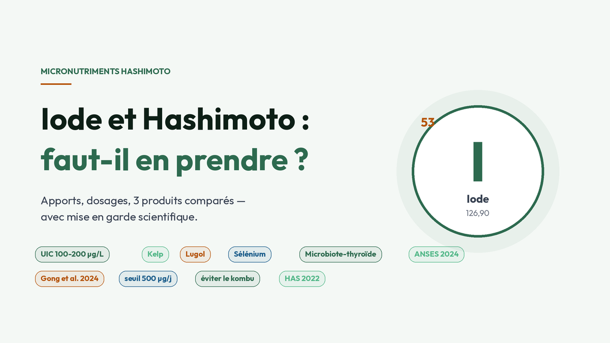 Iode et Hashimoto : faut-il en prendre ? Repères micronutriments — élément I numéro 53.