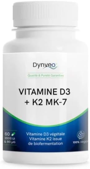Dynveo Vitamine D3 + K2 MK7 2000 UI — 60 gélules végétales vegan