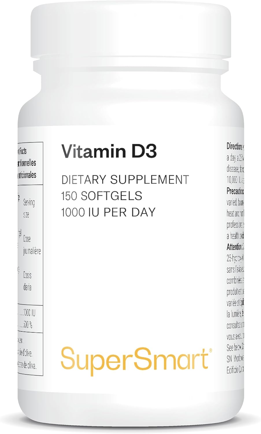 SuperSmart Vitamin D3 1000 UI — flacon 150 softgels sans K2